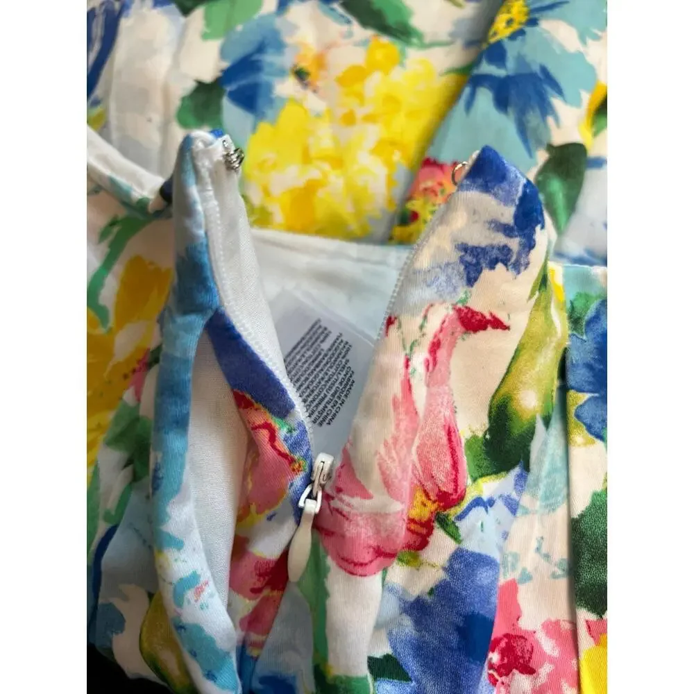 Polo Ralph Lauren‎ Girls Fully Lined Cotton Sateen Floral Pleated Mini Skirt 14